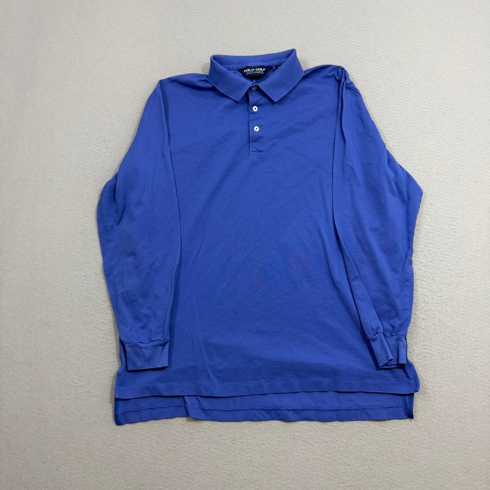 Polo Golf Ralph Lauren Shirt Men's Large Blue Long Sleeve Pima Cotton Vintage